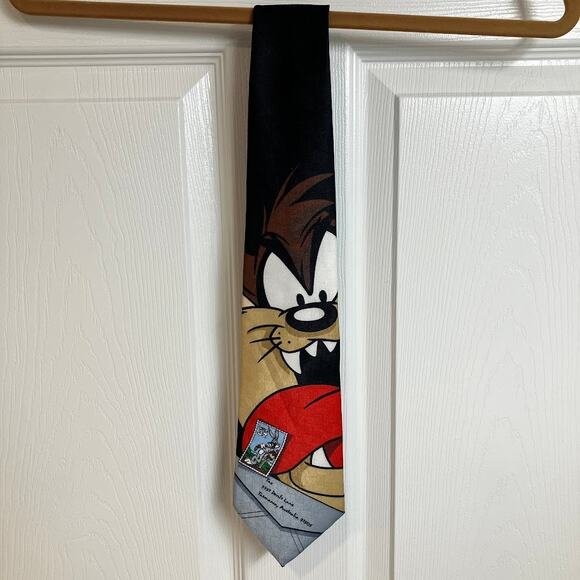USPS Looney Tunes Stamp Collection 4" Neck Tie 1997 Taz Tasmanian Devil - Picture 1 of 9